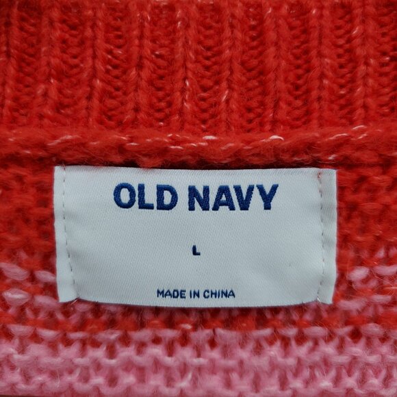 Old Navy Womens L Rainbow Striped Sweater Multicolor Knit Colorful Preppy Casual - Picture 13 of 16